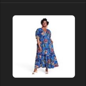 NWT Tabitha Brown collection blue floral print dress w pockets! Size 20/22